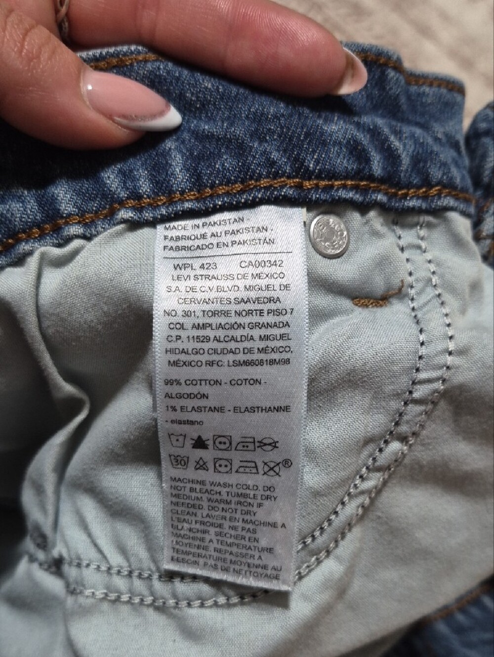 Levi's Dark Blue Distressed Denim Mini Skirt - Picture 3 of 6